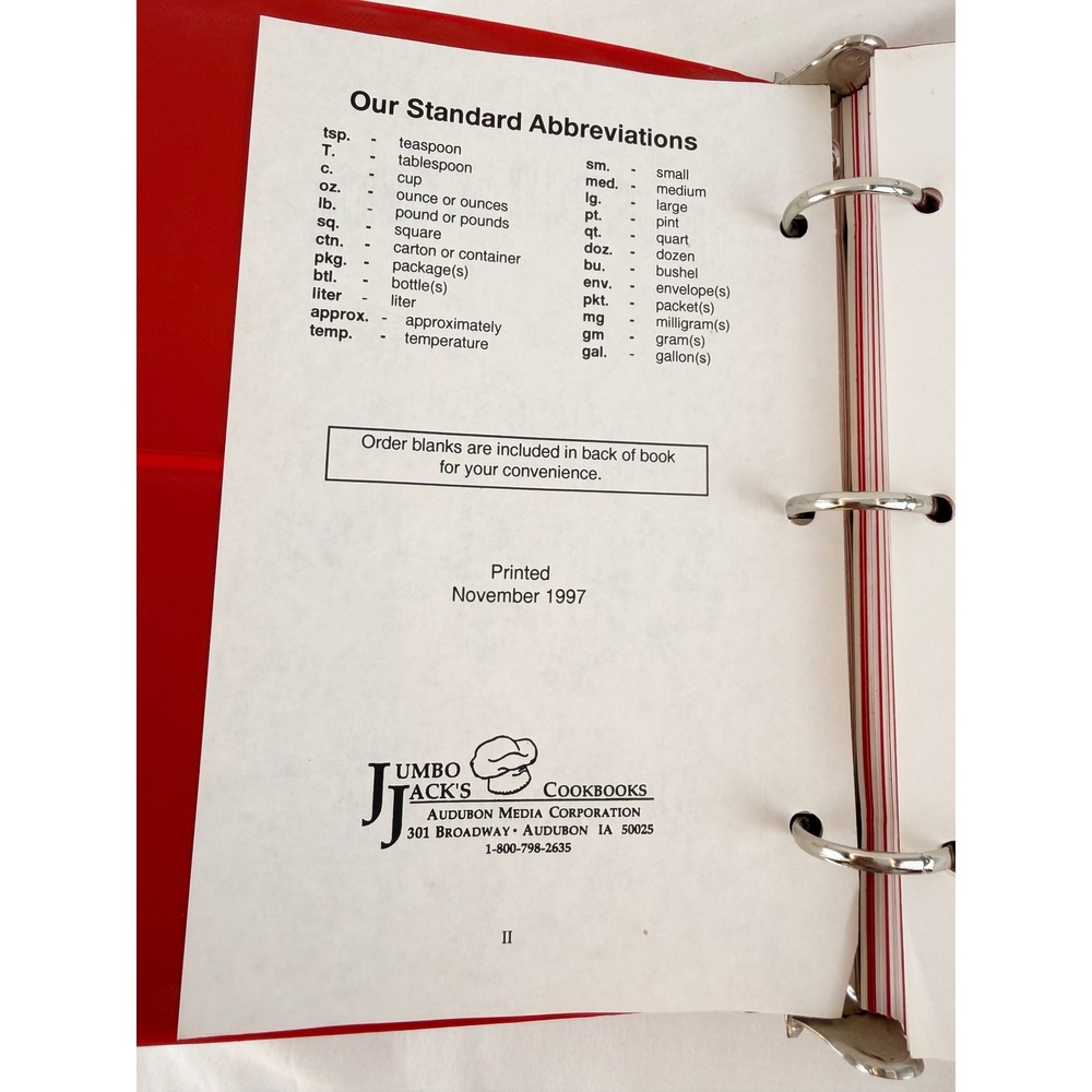 Vintage 1997 WHS Booster Club Cookbook Williamsburg Iowa Red Binder Jumbo Jack's - Picture 7 of 16